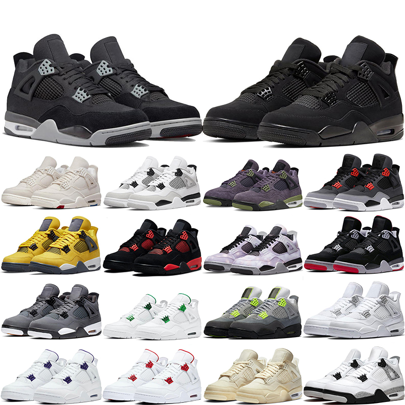 

Jumpman 4s Basketball shoes Retro 4 Canvas Military Black Infrared Fire Red Bred Neon Purple Metallic sport sneakers Eur 36-47, #24 neon