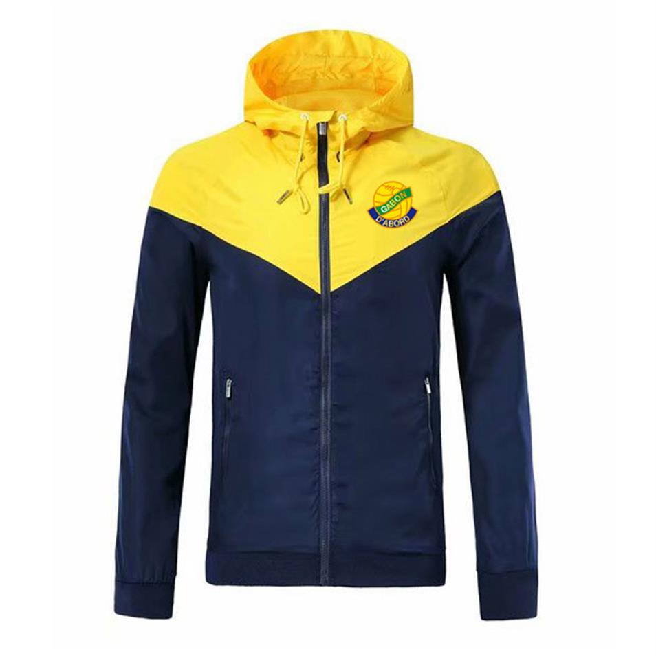 

2020 Gabon national team adult hooded windbreaker jacket winter windproof zipper Quick Dry sports hoodies soccer jacket Running Ja333p