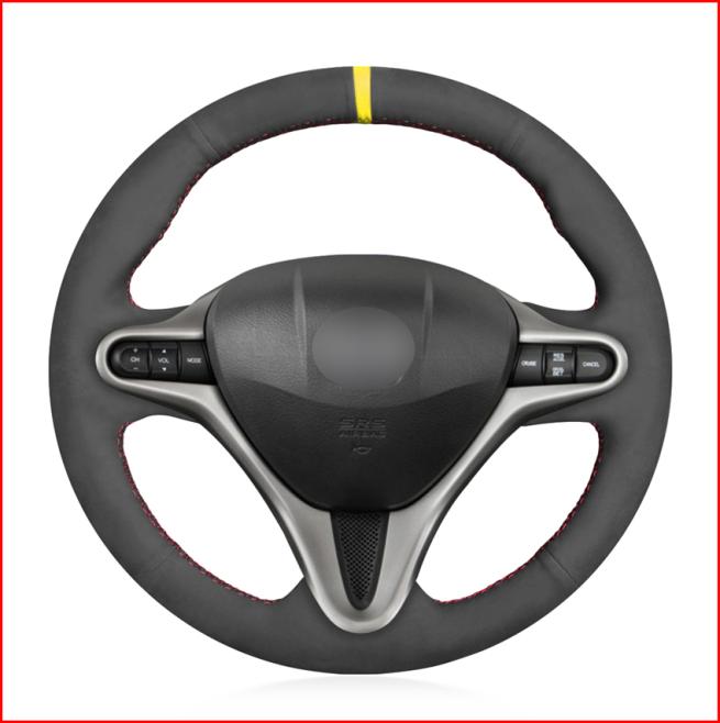 

Black Suede Hand Sew Steering Wheel Cover for Honda Civic Civic 8 2006 2007 20082010 2011 3Spoke Accessories8262600