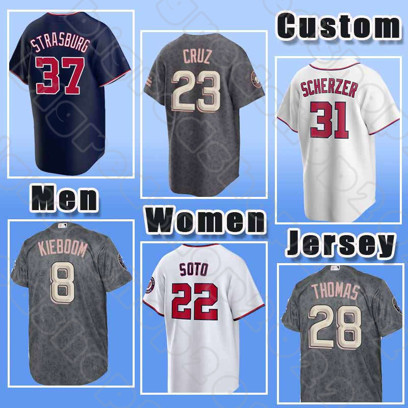 

23 Nelson Cruz 15 Riley Adams Baseball 28 Lane Thomas Jerseys 22 Juan Soto Nationals Keibert Ruiz Josh Bell Washington Stephen Strasburg Carter Kieboom Hernandez, Custom men(guo m)