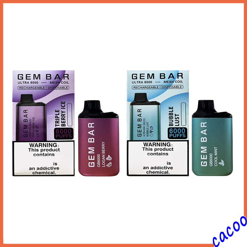

vaapod Gem bar ultra 6000 puffs Disposable Vape Pen 650mAh Rechargeable Battery e cigarettes 15ml Mesh Coil