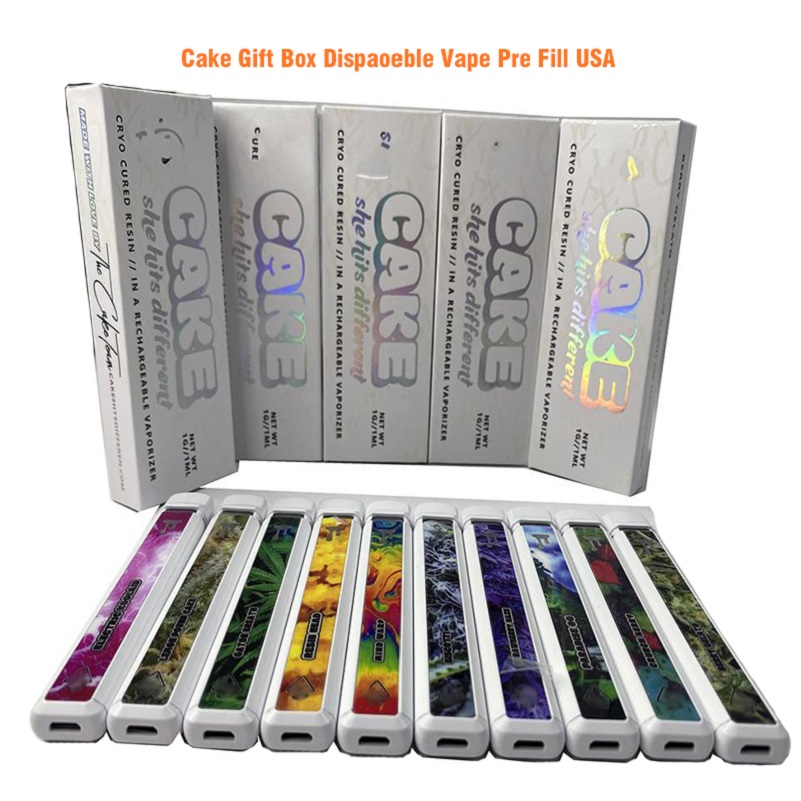 

Cake Gift Box Pre Filled Disposable E Cigarette Cake Sticks Vaporizer 1.0ML pod 280mAh Rechargeable Battery Thick Oil Carts USA