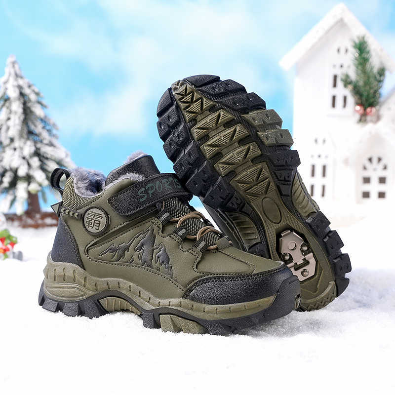 Children Winter Hiking Shoes Sneakers Fashion Non-slipl Leather Girl Boy Kids Snow Boots