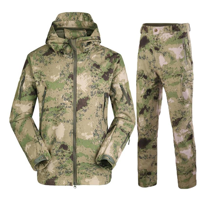 

Camouflage Hiking Jackets Set Outdoor Waterproof Thermal Fleece Hunting Windbreaker Softshell Tactical Hunting Jacket219R, Ruin green