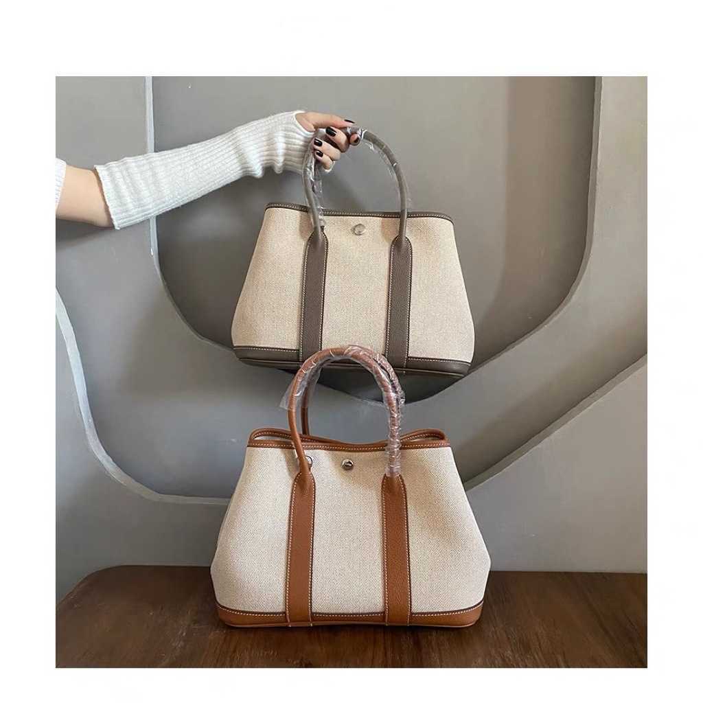 

h bag Fashion head H ermese leather bag Tote Shopping premium canvas garden 30cm commuting leisure one shoulder portable tote women, Sky blue