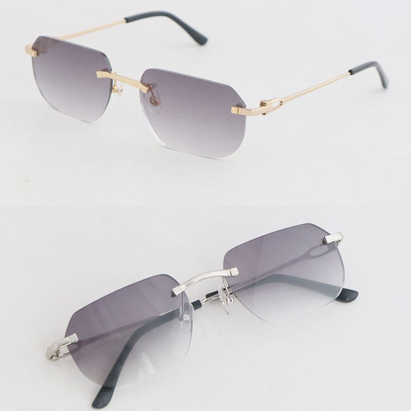 Metal Rimless Fashion Large Square Sunglasses Woman Metal Luxury glasses Designer Vintage Eyeglasses Male and Female 00500 Sunglass Size 57-20-14-image-861505472