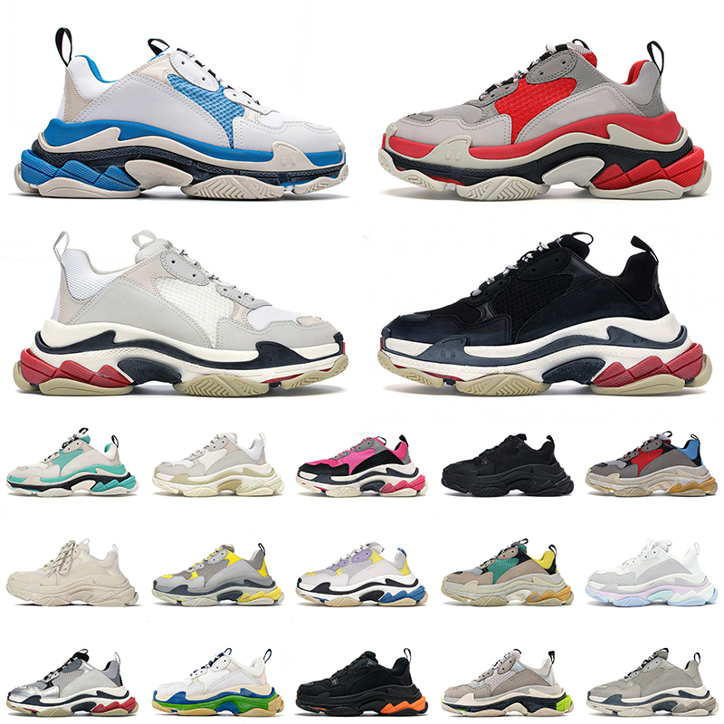 

Women Mens Triple s Designer Shoes Luxury Fashion Platform Sneakers Clear Sole Navy Pink Green White Black 17FW Paris Triples Crystal Bottoms Trainers Loafers, D31 clear sole light pink 36-40