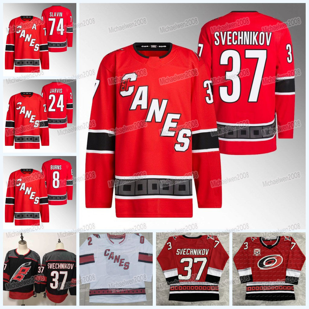 

Women Youth Carolina Andrei Svechnikov Hurricanes Jersey Reverse retro Brent Burns Jaccob Slavin Seth Jarvis Aho Martin Necas Teuvo Teravainen Jesperi Kotkaniemi, Black(with patch)
