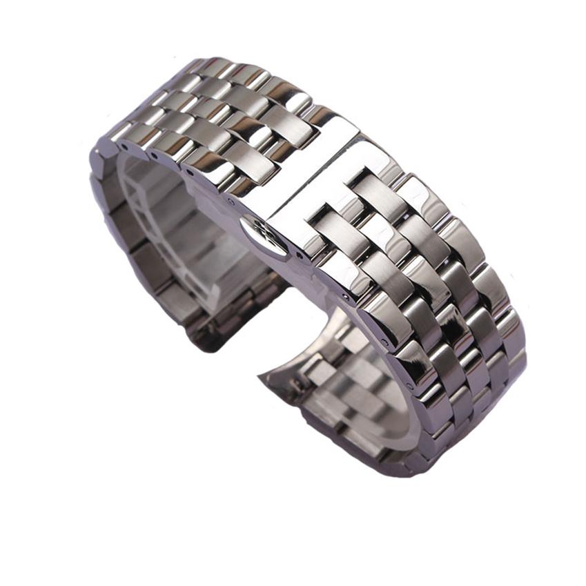 

Stainless steel Watchband strap Polished mixed matte Watch band bracelet 16mm 18mm 19mm 20mm 21mm 22mm 24mm Silver butterfly buckl322B