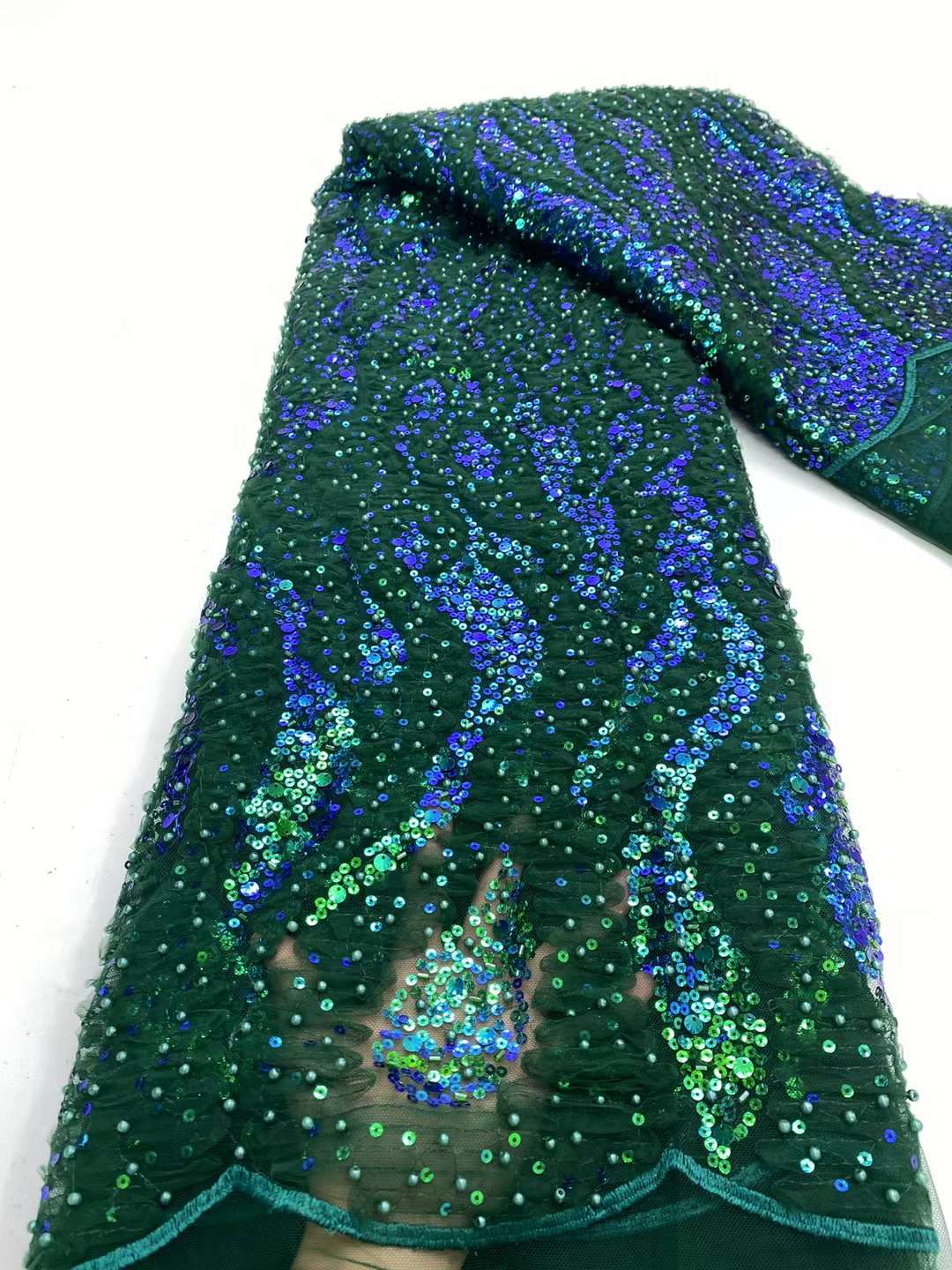 

Hand Made Beaded Lace Fabric Embroidery Sequins Green Color Elegant French Nigerian Latest Design StyleNew Drop Delivery 2022