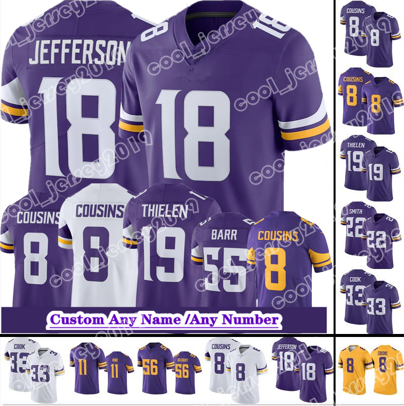 

18 Justin Jefferson Adam Thielen Football Jersey Vikings''Mens Dalvin Cook Kirk Cousins T.J. HOCKENSON Harrison Smith Danielle Hunter Alexander Mattison Kellen Mond, Custom women (w jing ren)