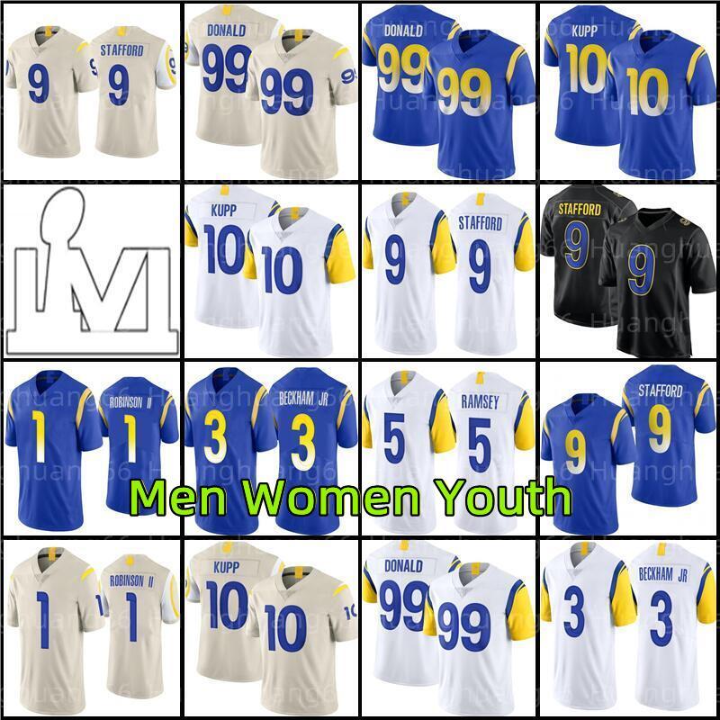 

Jersey Custom Los Angeles''Rams''10 Cooper Kupp 9 Matthew Stafford 99 Aaron Donald Football 5 Jalen Ramsey 1 Allen Robinson II 3 Odell Beckham Jr. Me, Women jersey