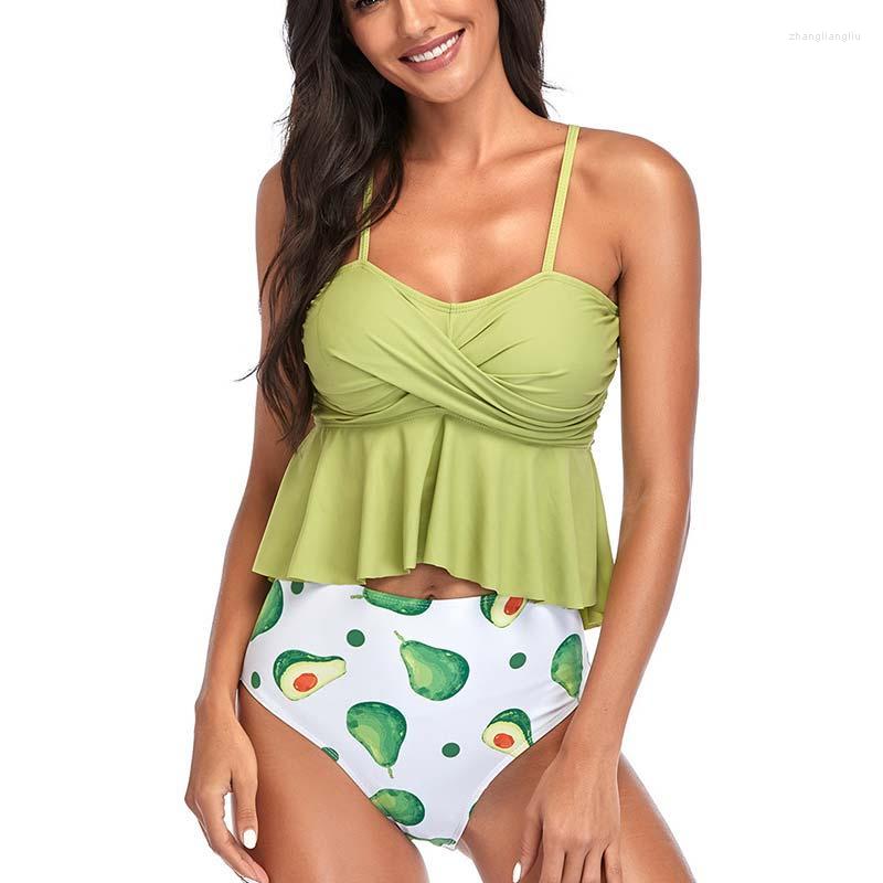 

Swimwears COOBBU Sexy Print Bikinis 2022Ruffle Swimsuit Women Push Up Swimwear Summer Bathing Suit Tankini Beach Two Piece Suits