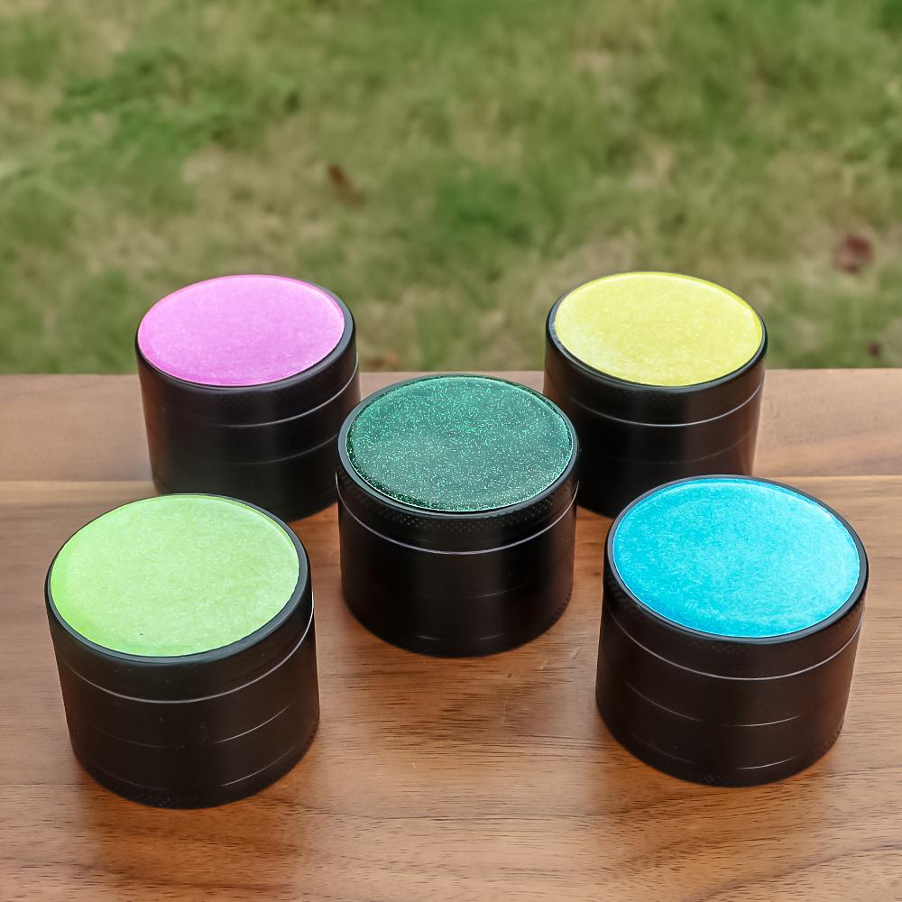 

Metal Smoking Tobacco herb grinder with Shiney 3D Glitter Stickers Diameter 48MM Height 37 MM smoke accessory Wholesale