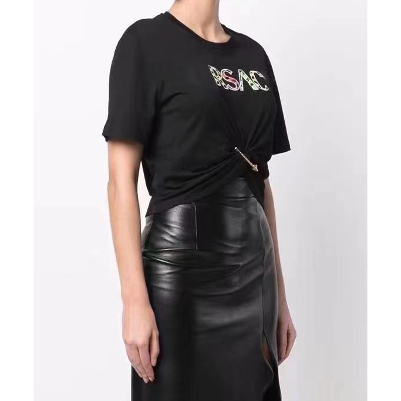 

22S Designers T-shirts Fashion T Shirts Women Chest color Letter Shirt zebra printing Pin tucked waist short sleeved T-shirt Casual Luxurys vercace shirt SML Tops Tees