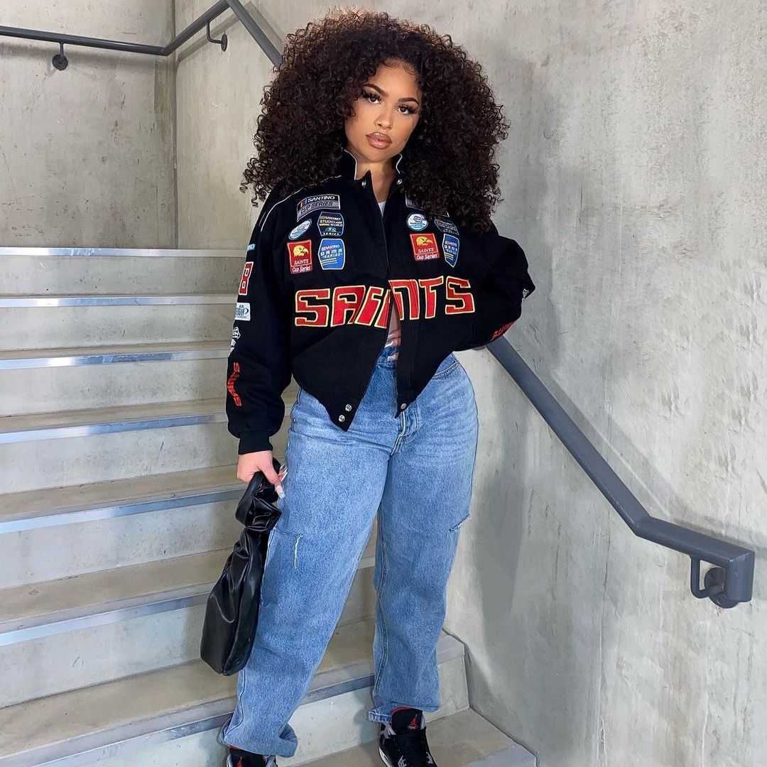 

Women' Jackets Racing Bomber Varsity Baseball Jacket Winter Clothes Women 2022 Cropped Cyber Y2K Streetwear Jackets Letterman Autumn Coat T2211, Black