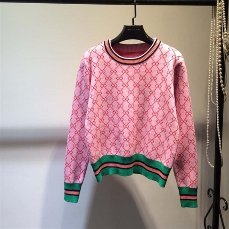 

2022ss Brand Highs quality Womens Sweaters Casual Knit Contrast Color Long Sleeve Autumn Fashion Wear Letter Pattern lady tops classic ladies collar Sweaters, 01
