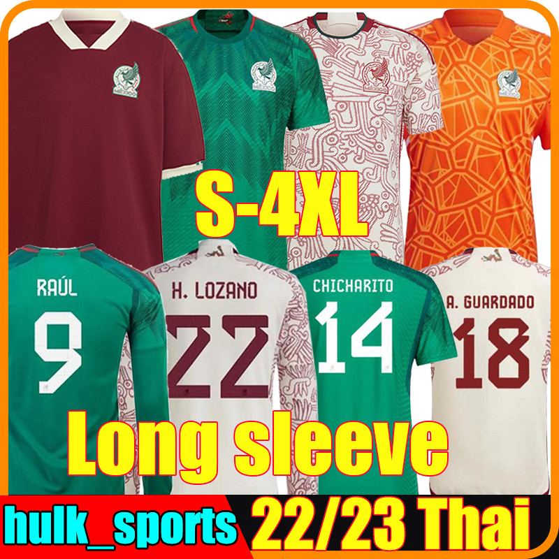 

XXXL 4XL 2022 mexico soccer jerseys LOZANO CHICHARITO RAUL football shirt DOS SANTOS ALVAREZ Camisetas de futbol ALVAREZ 2023 men kids kits goalkeeper Long sleeve, 2022 classic version
