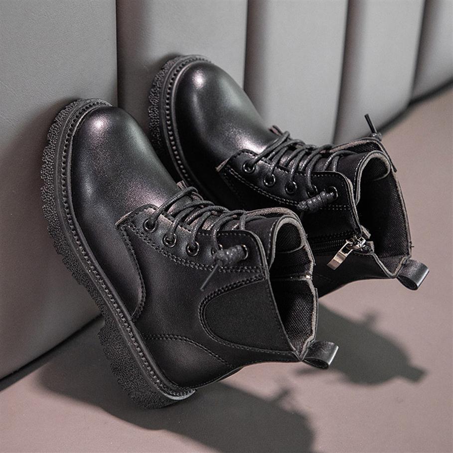 Children's DOC Martens Boots Soft Soled Leather Boots Boys Fall winter Comfortable Low Help Little Girls Side Zipper Versatile233x