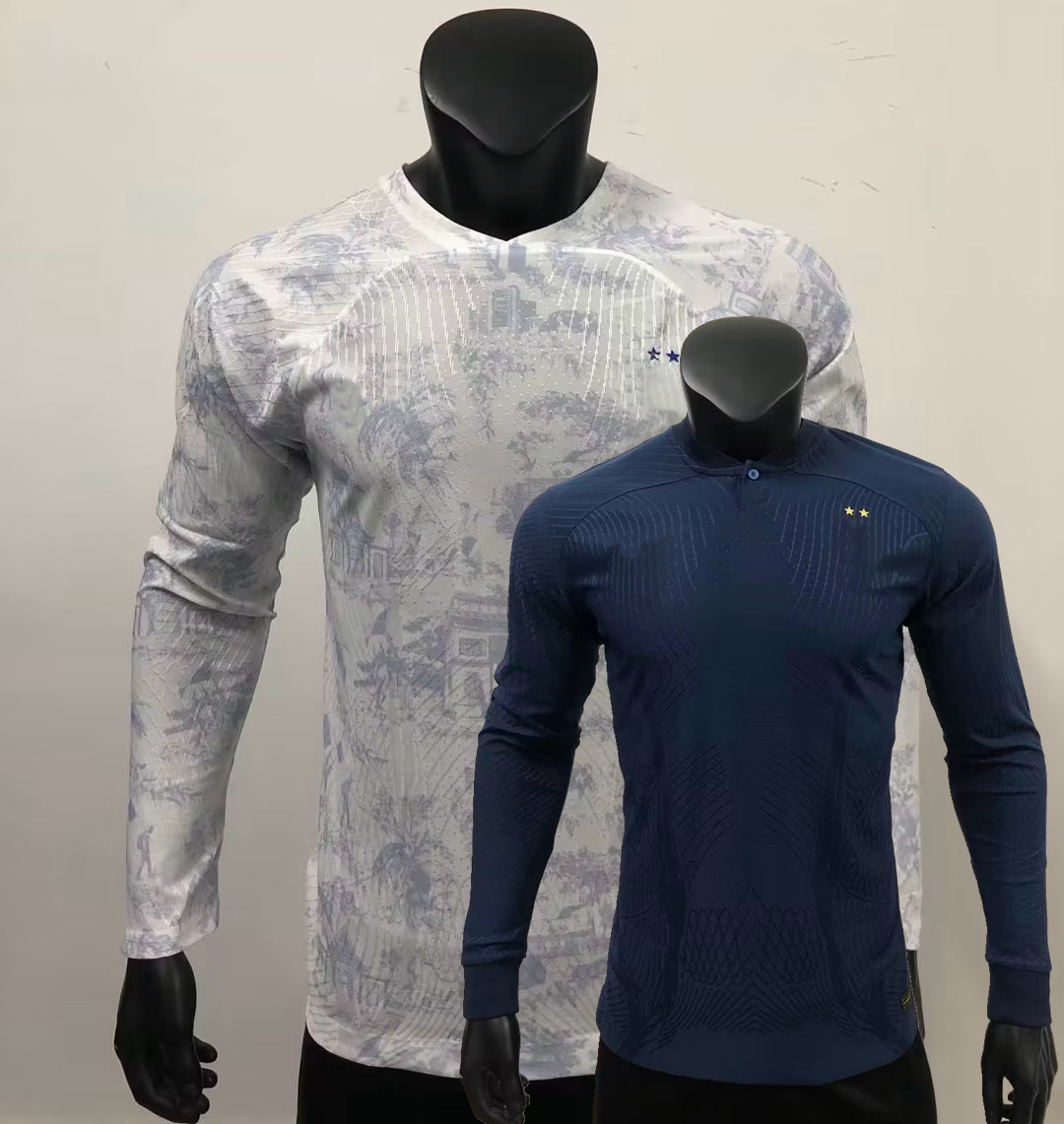 

Players version Maillot MBAPPE French soccer jerseys 2022 2023 franch THEO BENZEMA CAMAVINGA GIROUD GRIEZMANN TCHOUAMENI Long sleeve football tight shirt, Player tight away