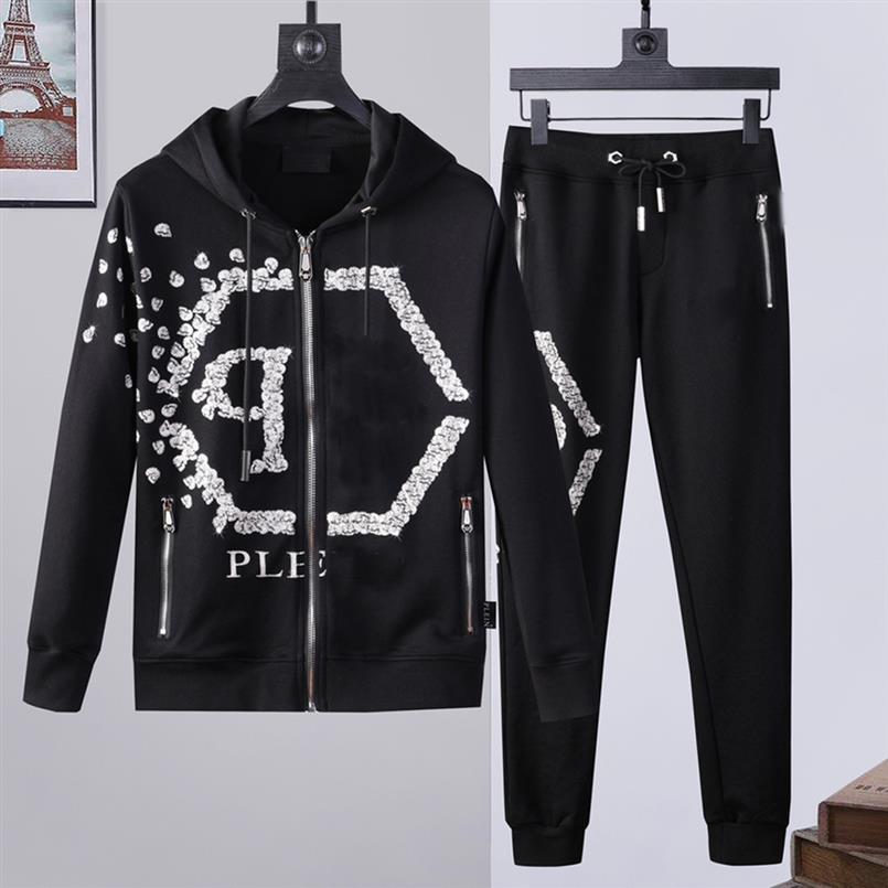 

2021 Men's Tracksuits letters ironing diamond printing Phillip plain Creative Sports 2-piece Sweater Pants Suits Man Tops Tro225S