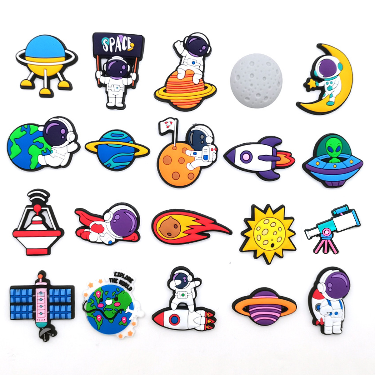 

100pcs Astronaut Croc Charms Shoe Jibitz Charm Decoration Buckle Clog Pins