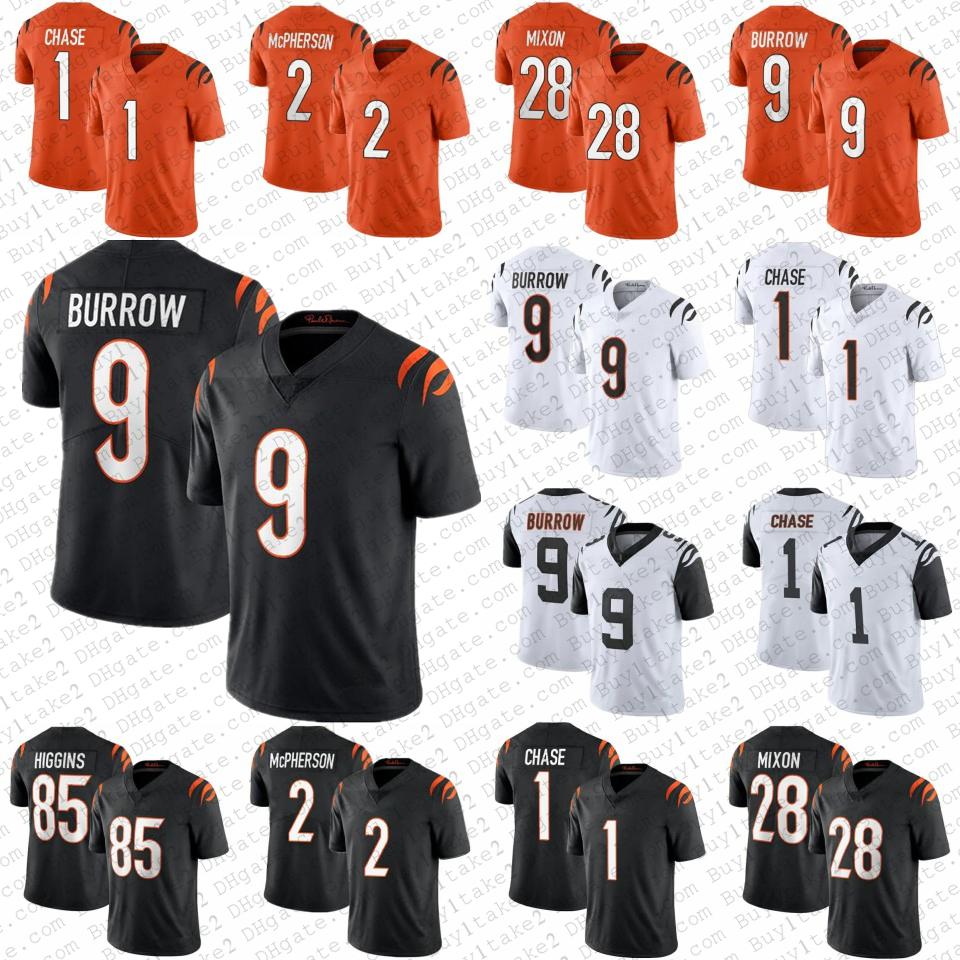 

Jersey Cincinnati''Bengals''9 Joe Burrow CIN 1 Ja'Marr JaMarr Chase Mens 85 Tee Higgins 2 Evan McPherson 28 Joe Mixon Orange Shirts Stitched, Mens11