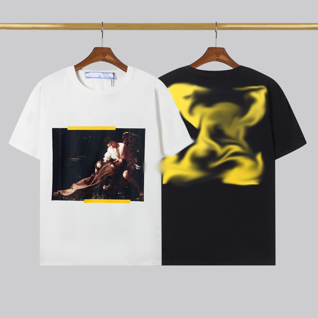 

23ss Men and women couple t shirt trend correct brand art embroidery design comfortable white world fabric bag geometric printing 015, Black