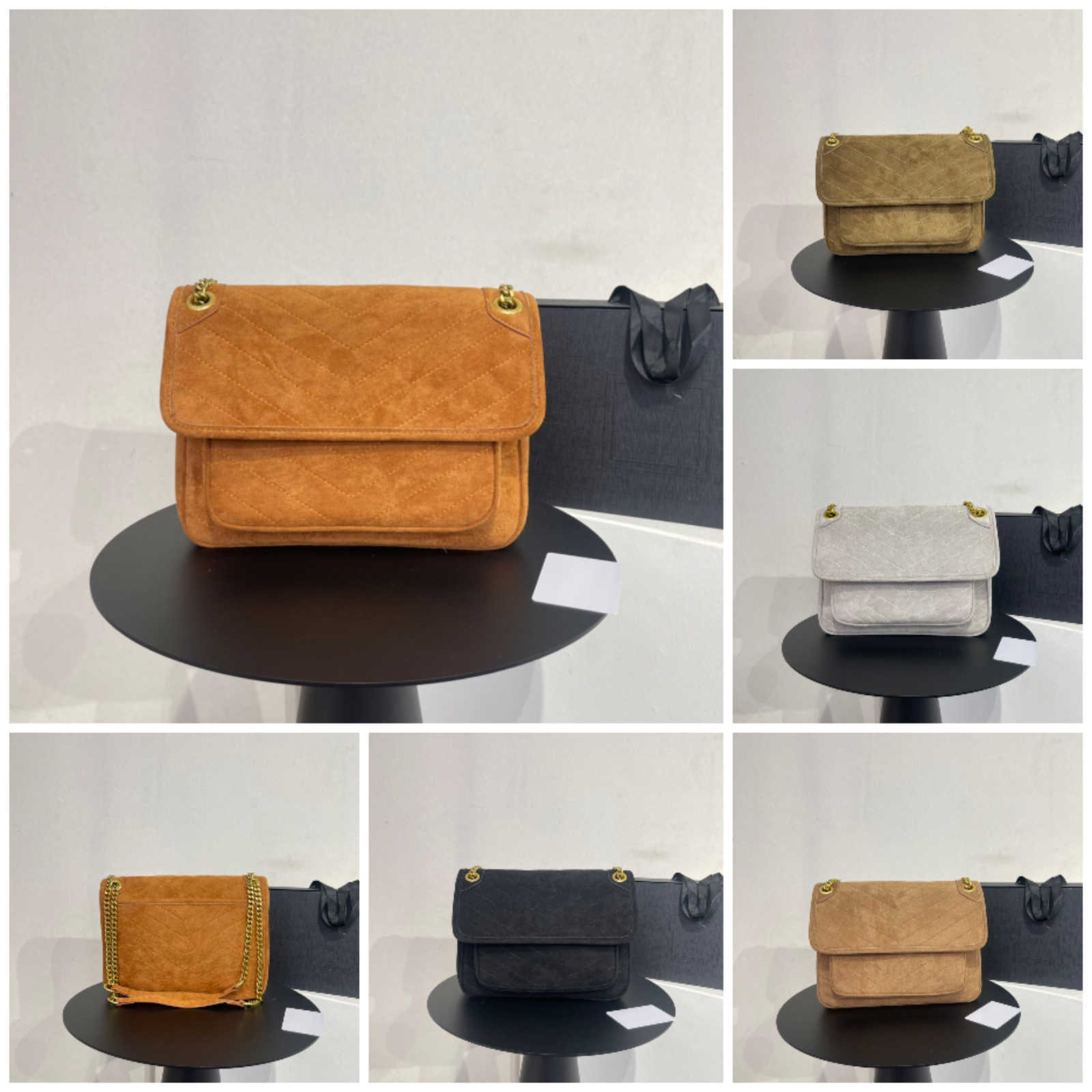 

Designer Luxury YYSL Bags For Womens Handbags Crossbody Purses YSLitys large Capacity Versatile The Tote Bag Loulou Multicolour Fashion Leather Wallet 0V37, Grey