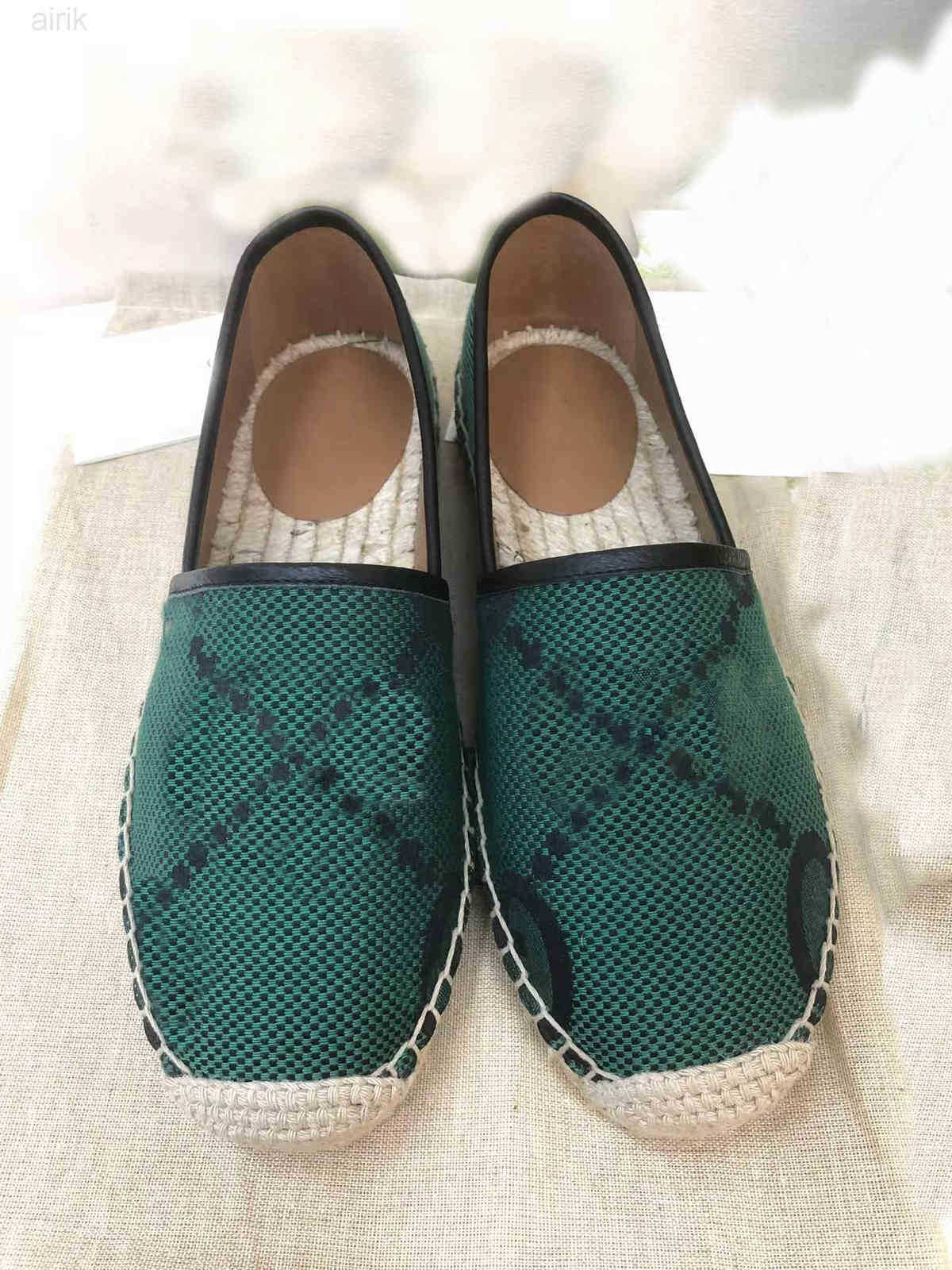 

Luxury Loafer Women's Jacquard Espadrille Sandals Brown Leather Trim Cord Platform Size 35-41, Black