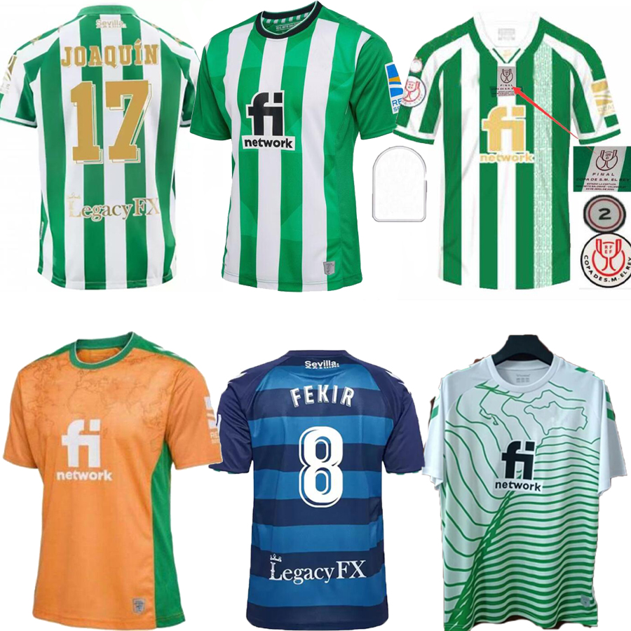 

22 23 soccer Jerseys real Betis copa DEL rey FINAL JOAQUIN B.Iglesias camiseta de futbol Juanmi ESTADIO LA CARTUJA Fekir men 2022 2023 home Blue foot kids, Black