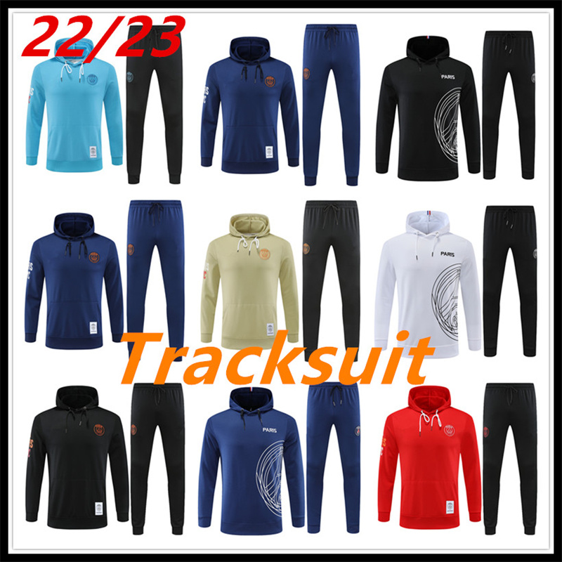 

Tracksuits 22 23 paris tracksuit 2022 2023 soccer Jersey kids and men paris Hoodie training suit long sleeve Football kit uniform chandal adult boys, Red