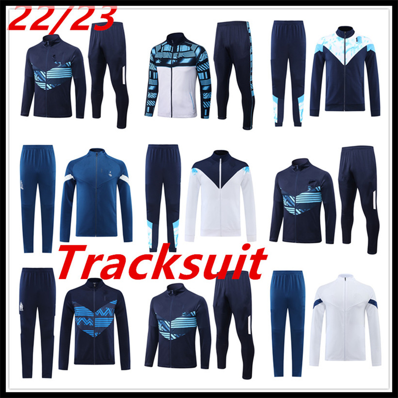 

Tracksuits 22-23 pull zipper adult kid tracksuit MILIK PAYET Marseilles survetement fottball Training suit veste maillot Olympique OM tracksuit football jogging, Blue