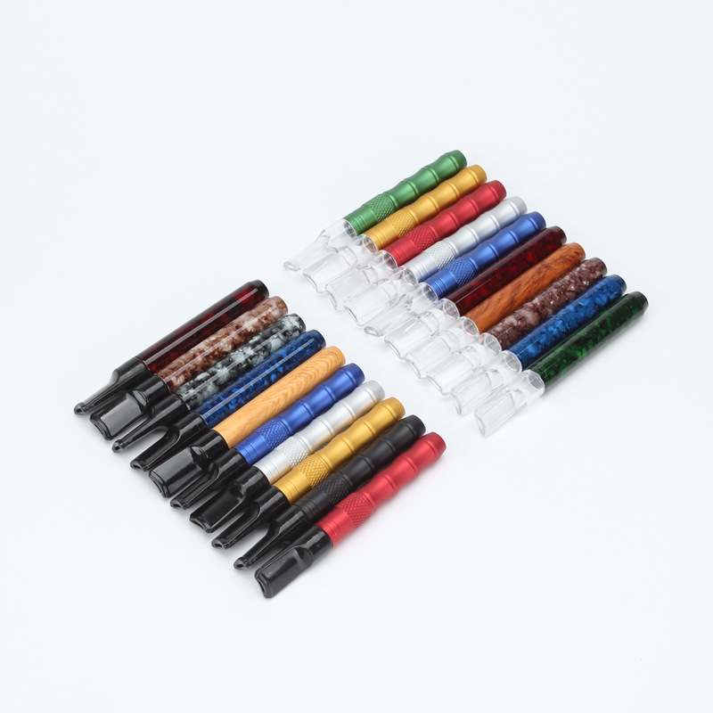 

metal pipe smoking accessory cigarette pipes ice -blue color bamboo vessel straight smoke kit
