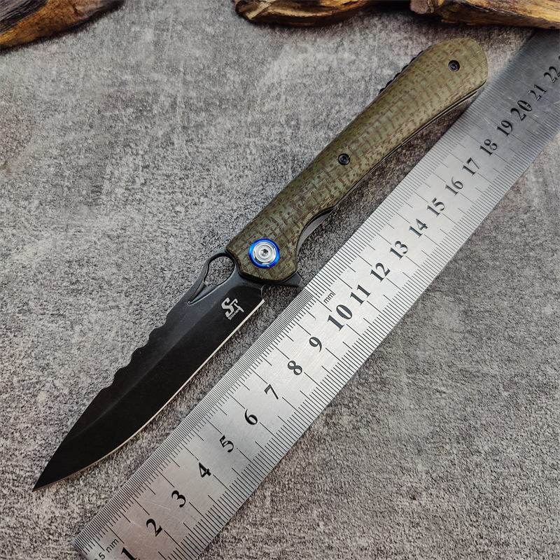 

Sitivien ST145 Flipper D2 Folding Knife Eafengrow 60HRC G10/Micarta Handle Ball Bearing Pocket Outdoor Camping EDC Hunting Knife
