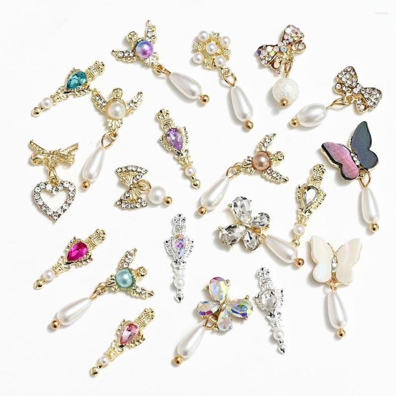 

Nail Art Decorations 10Pcs Luxury Crystal Pearl Pendant Rhinestone Charms 3D Diamond Butterfly Jewelry Manicure Accessories