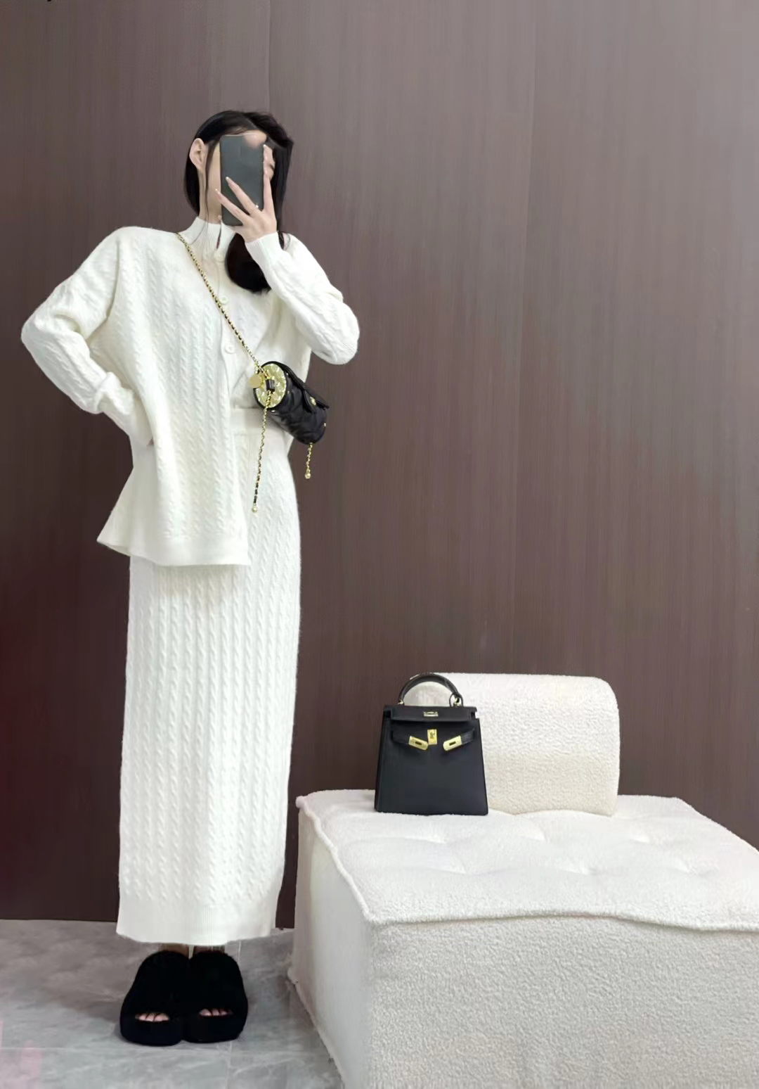 Y Autumn Knitted Two Piece Women&#039;s Sweater Dresses Casual Loose Tops Hip Dress Premium Winter Women Dress Sets W121106-image-816108209