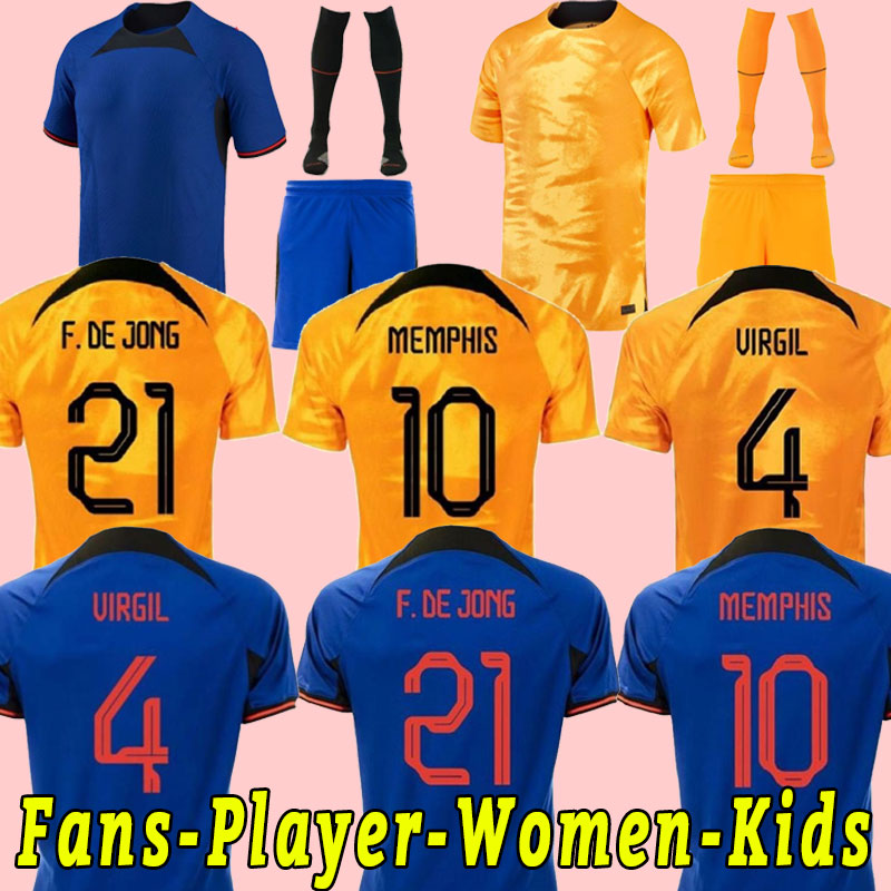 

2022 2023 Netherlands MEMPHIS soccer jersey DE JONG Holland DE LIGT WIJNALDUM VAN DIJK 22 23 football shirt men kids kit DUMFRIES fans player women girl full kit socks, Home+patch