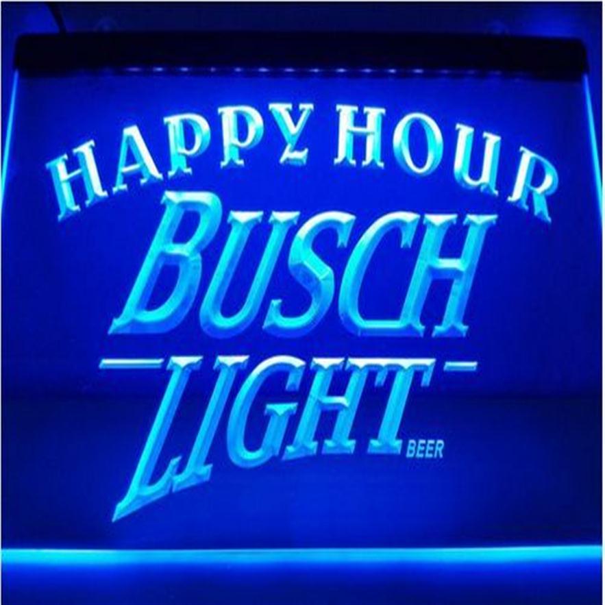 

Busch Light 2 size Happy Hour Bar Beer pub club 3d signs LED Neon Sign184A