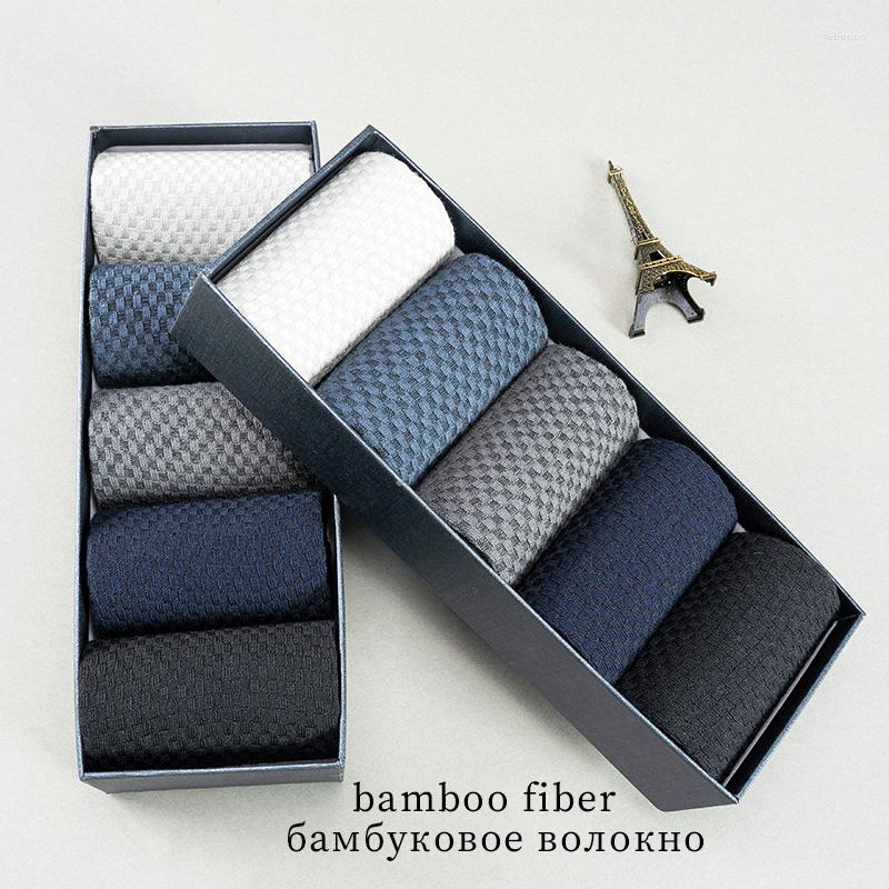 

Men's Socks 5pairs/Men's High Quality Bamboo Fiber Men's Sweat Absorbent Breathable Medium Tube Business Casual Solid Color, Style 1 long c