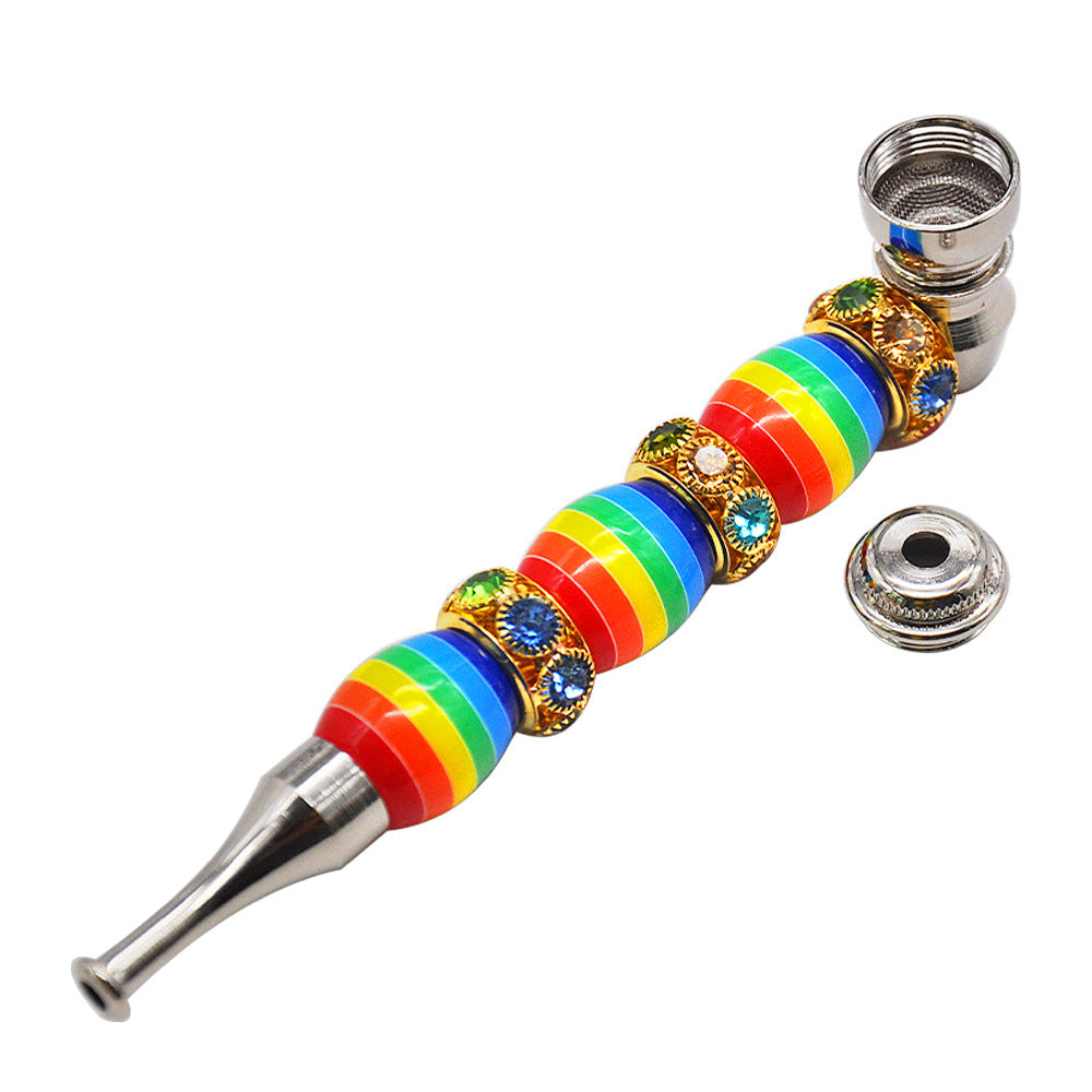 

matel pipe multi-color Round Bead Straight rod thin nozzle cap oil burner pipe disposable shisha vape pen
