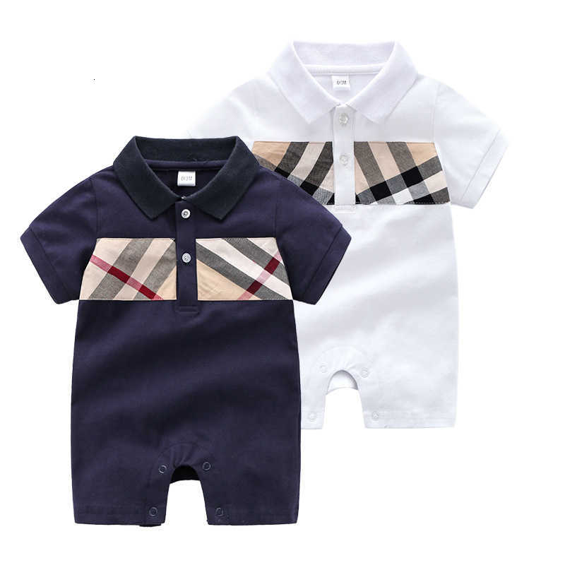 

Clothing Sets hot fashion brand Baby Clothes Plaid Romper Bodysuit outfit Pure Cotton Newborn Summer short sleeve Romper Kids Designer Infant Jumpsuit good ii, Blue