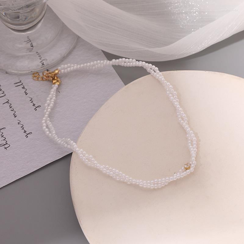 

Choker Elegant Double-Layer Pearl Necklace Romantic Super Fairy Short Chocker Necklaces Wedding Brides Charm Jewelry