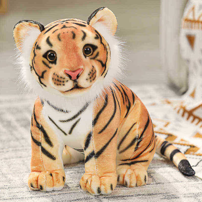

Big Size Lifelike Sitting Tiger Cuddle Soft Wild Animal Simulated Tiger Jaguar Pop ldren Kids Birthday Gift Photography Props J220729, White