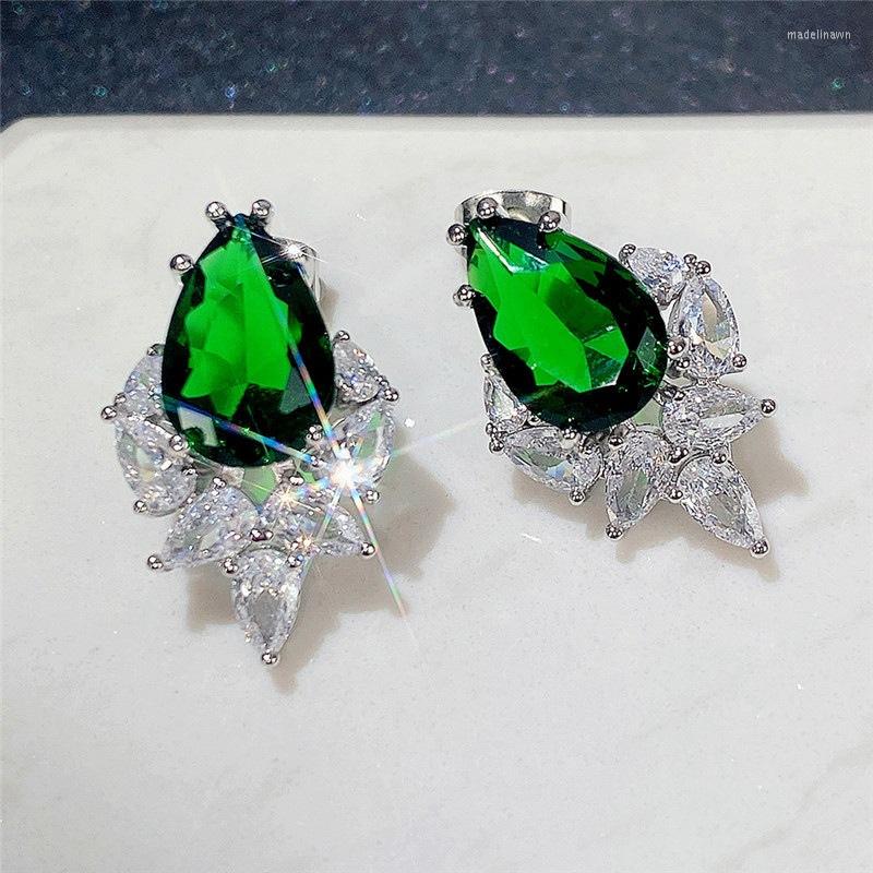 

Stud Earrings Luxury Waterdrop Colorful Crystal Wedding For Women Dainty Piercing Ear Jewelry Bridal Gifts Wholesale KCE195