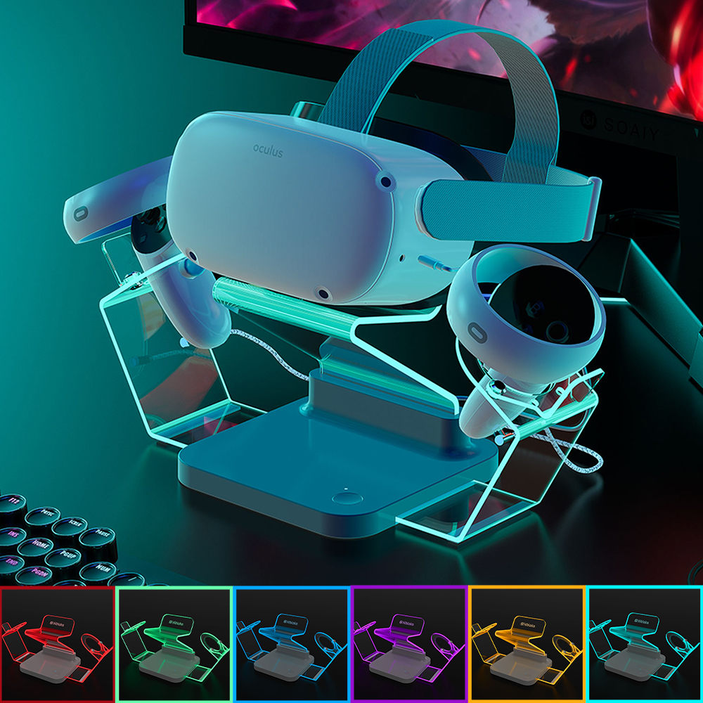 

VR/AR Accessorise For Oculus Quest 2 Magnetic Charging Dock Station Controller Charger Holder Base VR Glasses Display Stand Headset Accessories 221107