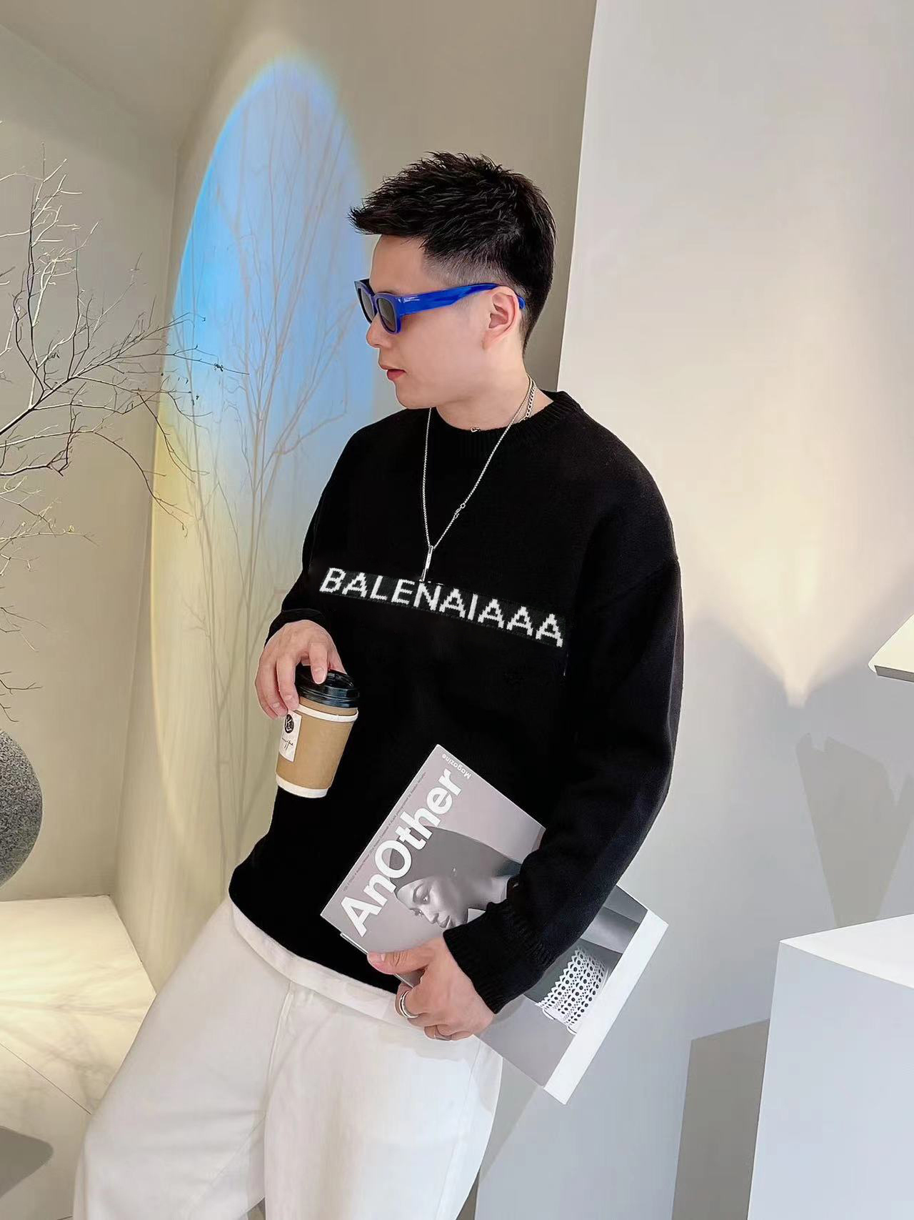 

Men Designer Sweater paris Autumn and Winter Fashion Round Neck Sweatshirt Loose Letter Embroidery hoodie Women knitted sweater jacket bal 88, Black