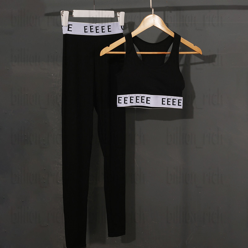 

Letters Womens Tracksuit Summer Sexy Sleeveless Padded Cropped Yoga Outfits Casual Fashion Womens Sportswear, Black