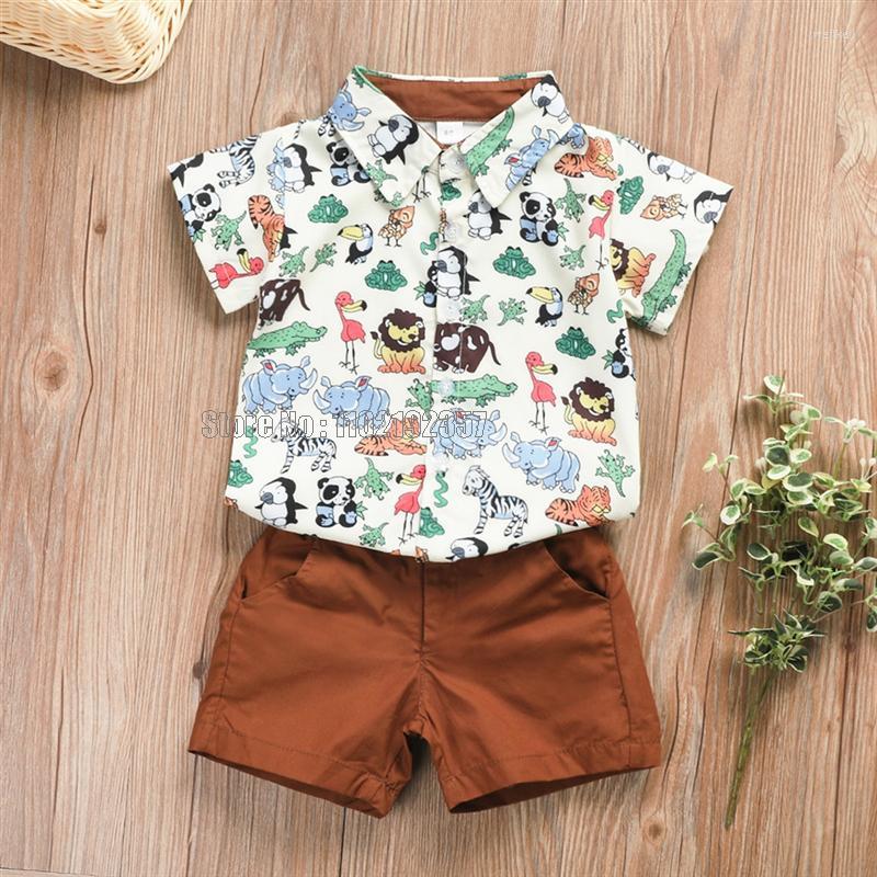 

Clothing Sets 2pcs Toddler Baby Boy Gentleman Tops Turn-down Collar Single Shirt Button Short Pants Outfits Clothes Set, Brown