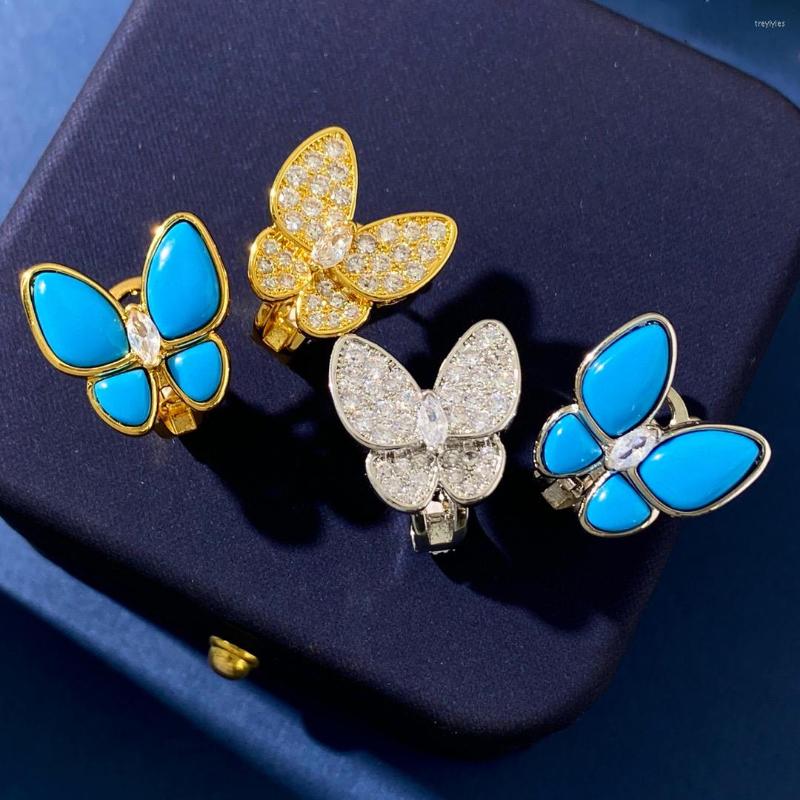 

Stud Earrings 2022 Brand Pure 925 Sterling Silver Jewelry Top Quality Blue Zircon Summer